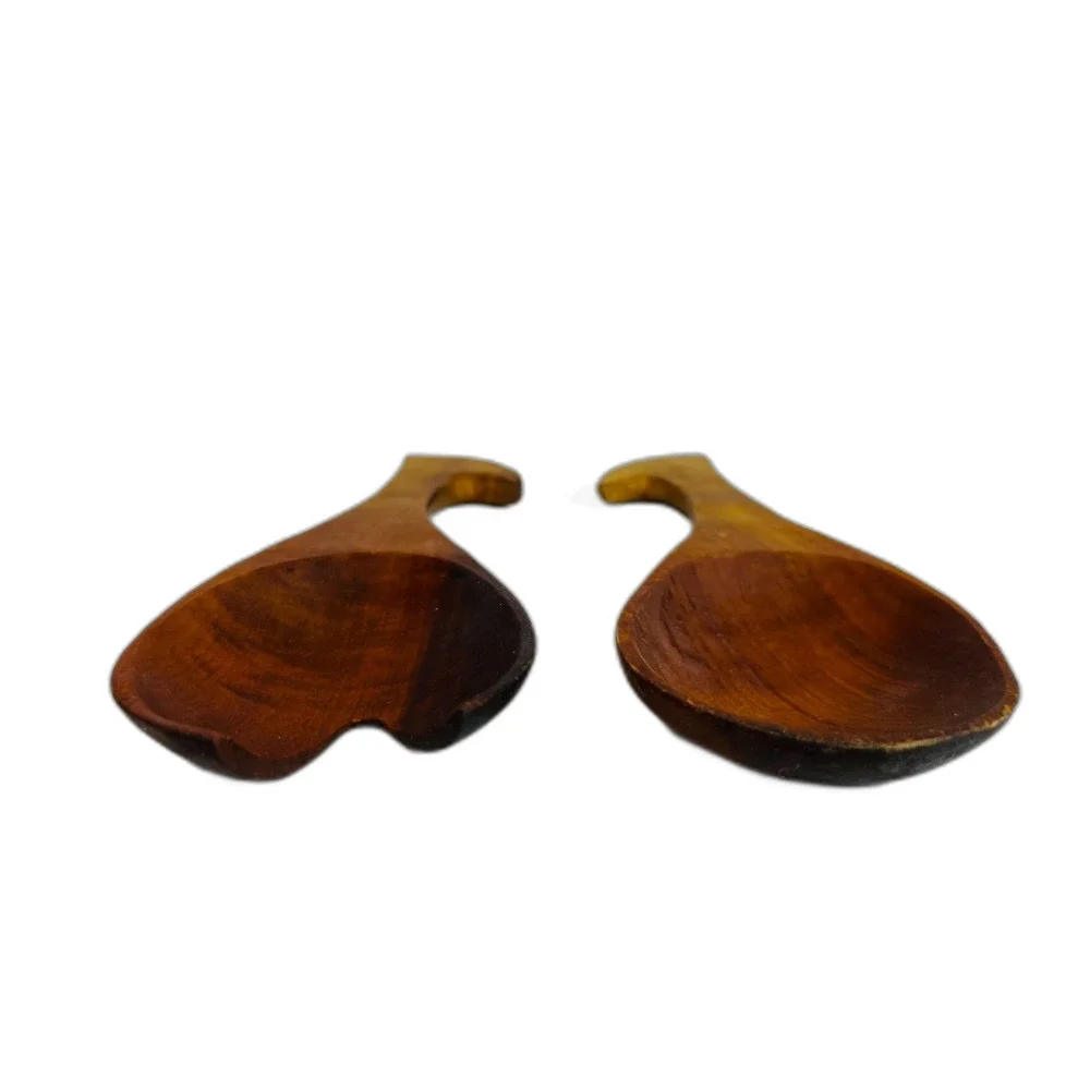 Vintage Monkey Pod Wood Serving Utensils Sleek Modern